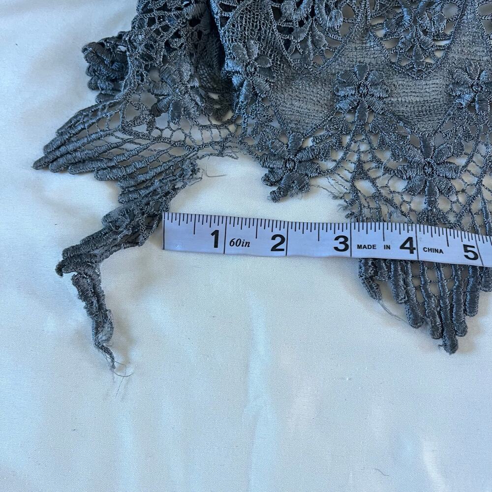 Sue Wong Gray Lace Maxi Dress Sz L Boho Whimsigoth Witchy Prom Wedding Guest - Picture 8 of 12
